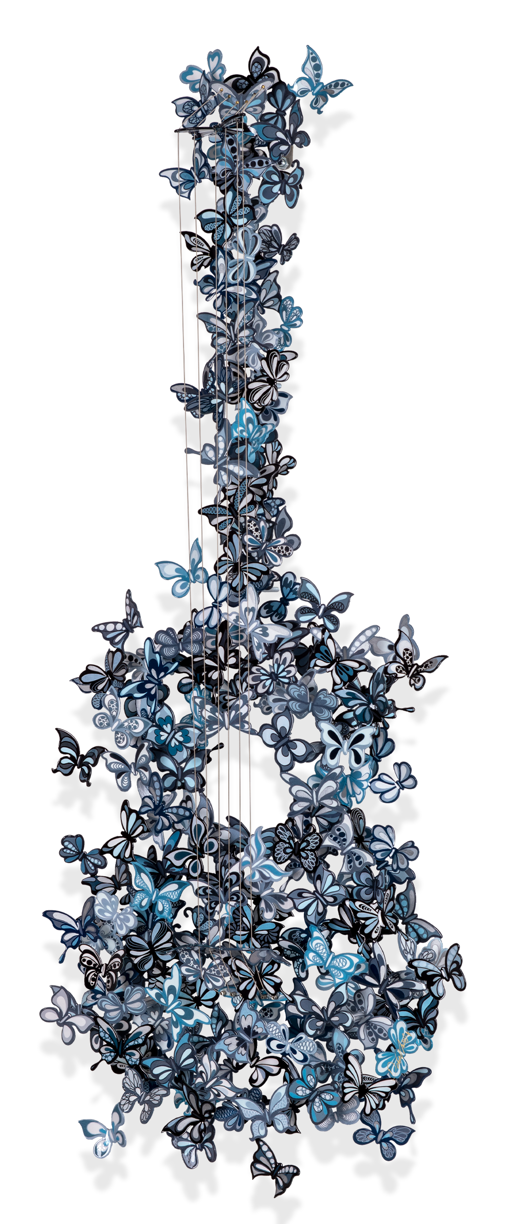 Butterfly Guitar Making Beautiful Music - B&W